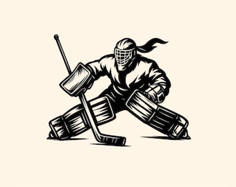 Goalie Girl SVG | Ice Hockey Player Illustration Drawing Vinyl Stencil Graphics | Cricut Cutting File Clip Art