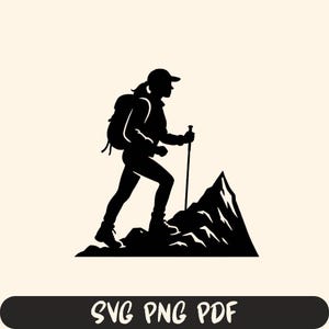 Hiking woman Svg, Hiking woman Files For Cricut, Hiking Woman Silhouette Svg Cut Files, Hiker Silhouette svg