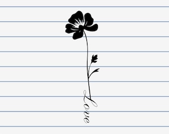 Floral Love SVG | Love PNG | Love Text SVG | Love Clipart | Love with Flowers Svg | Silhouette Love File | Love Script Svg | Romantic Svg