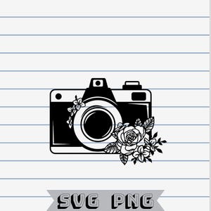 Kamera SVG Png-design, Wildblume SVG-Datei für Cricut, Wild Blume SVG Png, Kamera Blumen SVG, Clipart, Schnittdatei für Cricut, Silhouette