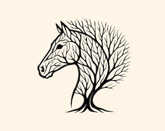Wall Art SVG - Horse SVG Black & White Vector File for Laser Cutting, Unique Home Decor, Animal Lover Gift, Instant Download