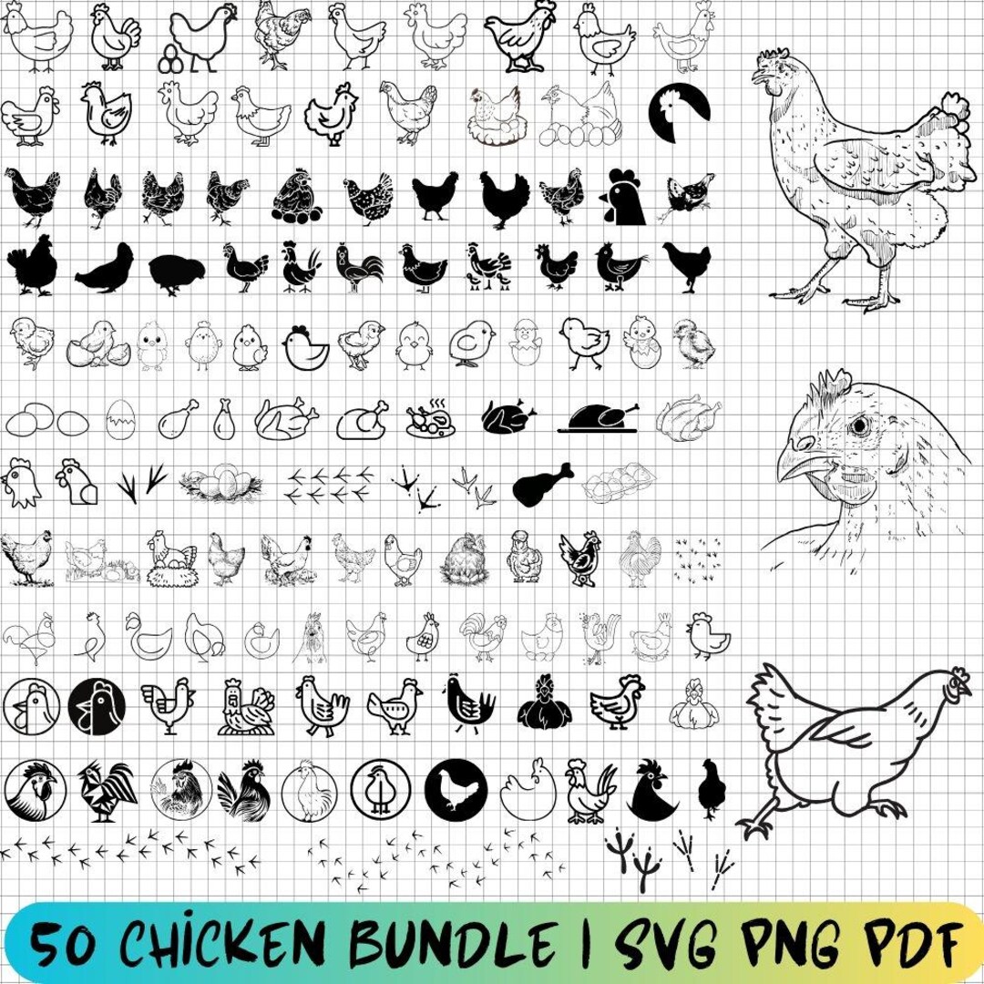 125 Chicken Svg Png Bundle, Chicken Svg , Hen Svg Png, Rooster Svg ...