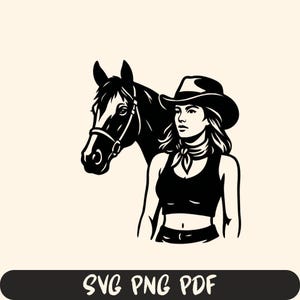 Cowgirl Horse SVG, Cowgirl Western SVG, PNG per sublimazione, Cowgirl per laser, file di taglio SVG per cricut, clipart di cowgirl