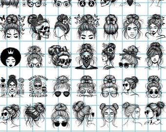 Messy Bun Bundle, Momlife svg, mom skull svg, Mom Life svg, mom and daughter svg, Mom life Kid Life Png, glasses svg, Cricut Silhouette