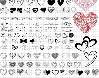 110 Heart Svg png pdf Bundle , HEART Doodle Svg, Heart Svg Cut Files For Cricut, Heart Clipart, Hand Drawn Heart Svg,