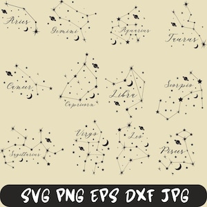 48 Star Zodiac Constellation svg, zodiac svg, horoscope svg, cricut svg cutting files, star constellation, star sign svg, zodiac sign svg
