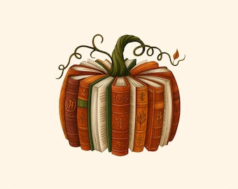 Höstbokpumpa PNG, T-shirtdesign, Skjortagrafik, Sublimeringsdesign, Digital nedladdning Halloweenlärare, Retro läsning Halloween