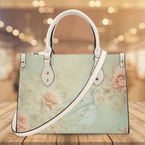 French Cottagecore Dragon Handbag: Rose Print PU Leather Shoulder Purse