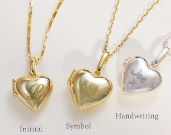 Medallón de corazón personalizado • Collar de flor de nacimiento • Medallón de inicial personalizado • Joyería grabada a mano • Medallón de foto • Regalo para ella