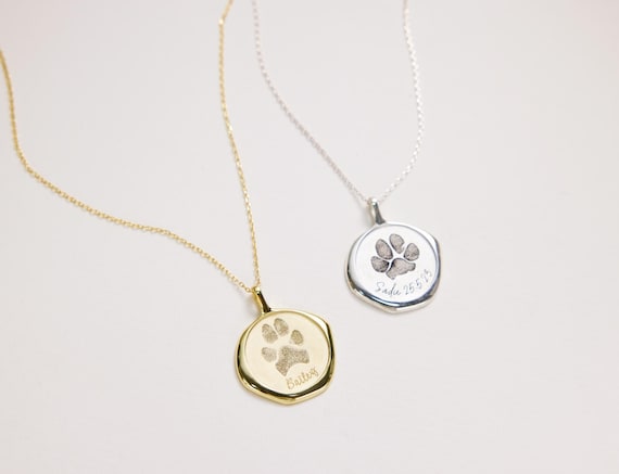 Paw print necklace • your actual pet paw print necklace • custom wax seal pet necklace • dog paw necklace • cat paw necklace • Mother's day