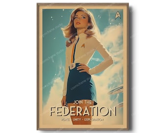 Join the Federation – Retro Sci-Fi Recruitment Poster Wall Art, Vintage Space Art Print, Star Trek Inspired