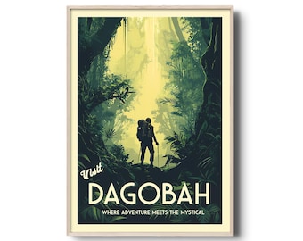 Star Wars Dagobah Travel Poster: Retro Sci-Fi Forest Print (Digital Download)