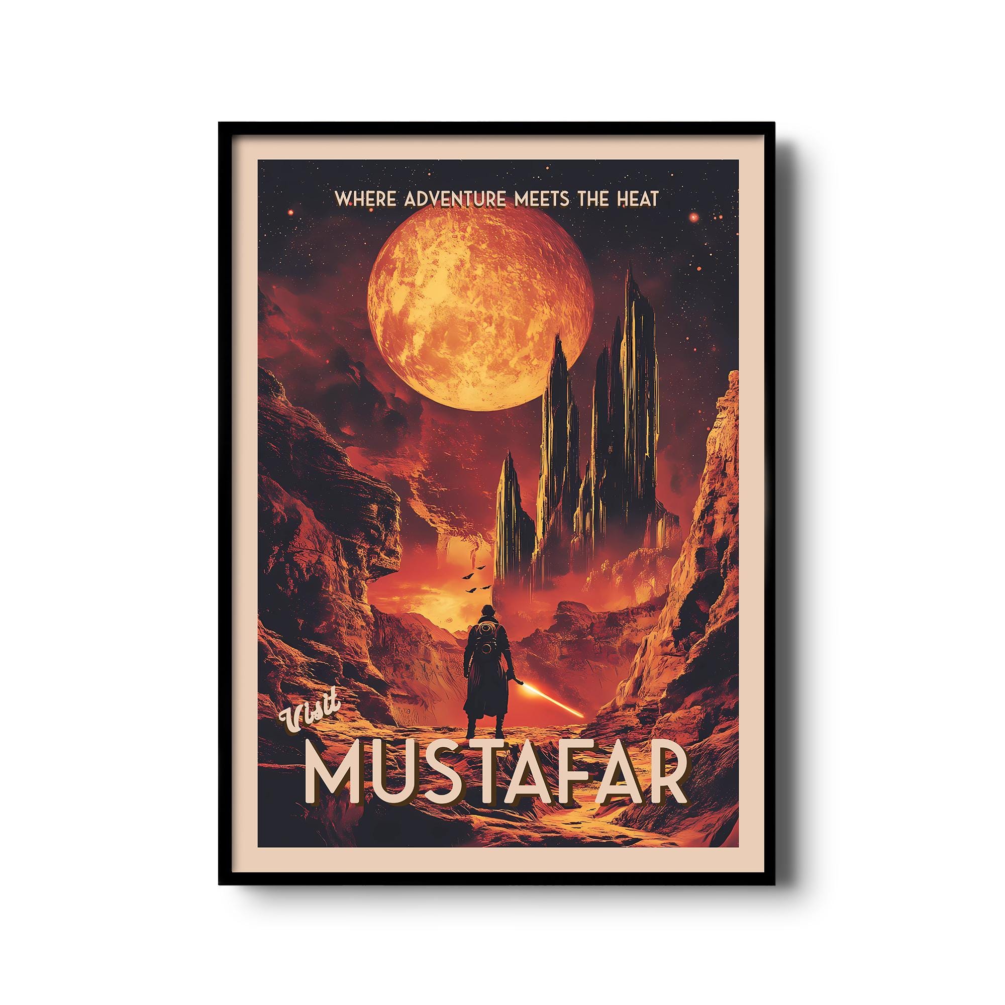 Visit Mustafar Travel Poster - Retro Sci-fi Art Print, Star Wars