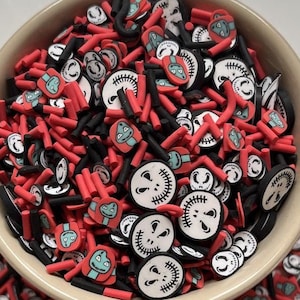 Polymer Clay Slices- Fimo Slices- for crafts, slime, resin crafts, Jack & Sally, Jack the Skeleton, Halloween, nail art