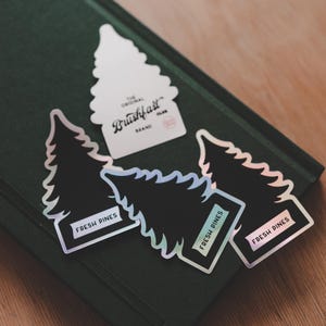 Sticker "Sapin 100% Nature", illustré à la main, Sticker brillant holographique, Sticker bouteille d'eau, Sticker pour ordinateur portable