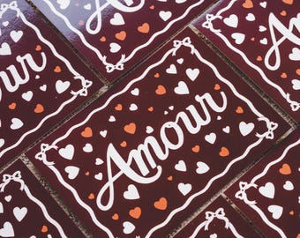 Cartão "Amor" ilustrado à mão - Cartão de amor doce e romântico, cartão de felicitações, aniversário, dia dos namorados, dia das mães.