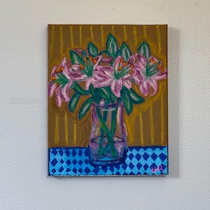 Pink Lilies Painting on Canvas 8 x 10