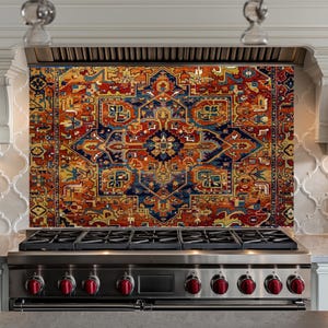 Panneau de dosseret de cuisine en verre trempé design tapis, couvercle de cuisinière, dosseret pour cuisinière, décoration de cuisine, dosseret de carrelage, crédence