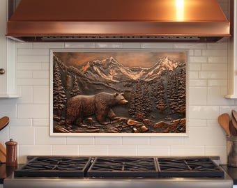 Szkło hartowane Backsplash, Szkło Copper Bear Backsplash, Kuchnia Backsplash za kuchenką, Szkło Backsplash do kuchni, Rustykalny Backsplash kuchenki