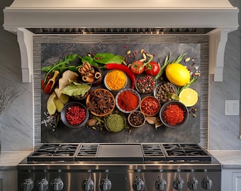 Żywe Spice Hartowane Szkło Kuchenne Panel Backsplash, Panel Backsplash Za Kuchenką, Panel Backsplash Kuchenka Tylna Pokrywa, Płytki Backsplash, Panele Backsplash