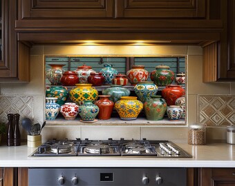 Wazony Szkło Hartowane Kuchenka Kuchenka Panel Backsplash, Pokrywa Tylna Kuchenki, Dekoracja Kuchenna, Płytki Backsplash, Backsplash Za Kuchenką, Pokrywa Górna Kuchenki