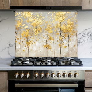 Fleurs en verre trempé Cache arrière pour poêle, Décoration de cuisine, Carrelage pour dosseret, Dosseret derrière le poêle, Cache supérieur de poêle, Carrelage pour dosseret résistant à la chaleur