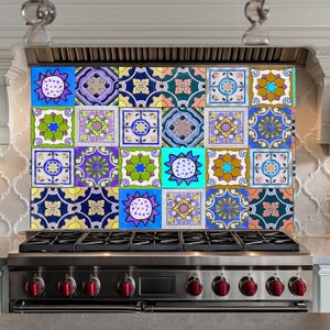 Panneau de dosseret de cuisine en mosaïque de verre trempé, couvercle de cuisinière, dosseret pour cuisinière, décoration de cuisine, dosseret en carrelage, dosseret derrière la cuisinière