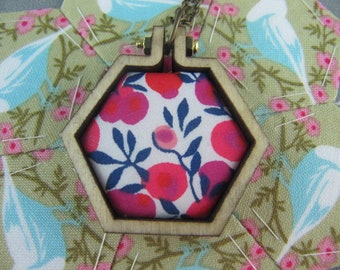 Hexagon Necklace with Liberty Fabrics/Hexagon/ Liberty