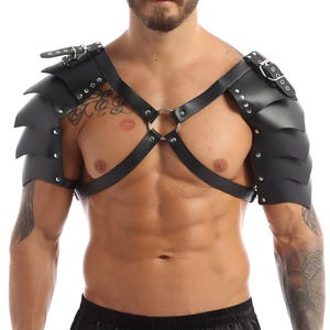 Men's Leather Chest Shoulder and Arm Harness, Male Chest Harness, Clubwear, Rave Clothing, Men's Harness, Arm Harness, Mens Chest Rig,