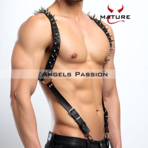 Men's Leather Chest Shoulder and Arm Harness, Male Chest Harness, Clubwear, Rave Clothing, Men's Harness, Arm Harness, Mens Chest Rig,