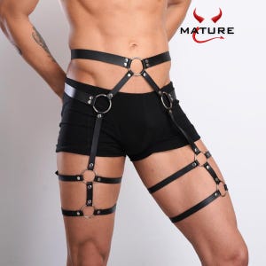 Men&#39;s Leather Leg Harness, Men Adjustable Harness Black & Red Waist Harness, Thigh Harness Man Plus Size Harness Gift for Him Boyfriend 2025