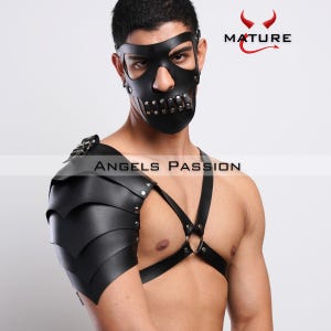 Men's Leather Chest Shoulder and Arm Harness, Male Chest Harness, Clubwear, Rave Clothing, Men's Harness, Arm Harness, Mens Chest Rig,