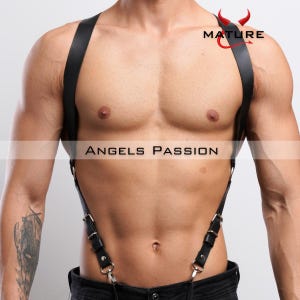 Men's Leather Chest Shoulder and Arm Harness, Male Chest Harness, Clubwear, Rave Clothing, Men's Harness, Arm Harness, Mens Chest Rig,