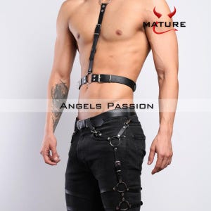 Burning Man Men Harness, Strappy Thigh Harness, Dance Wear, Chest Chain Strap, Festival Outfit, Gift for Him