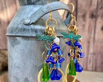 Bluebonnet cluster handcrafted earrings.  Item #0225-e27