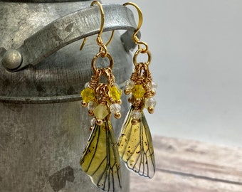 Fairly wing cluster earrings.  Item #0116-24