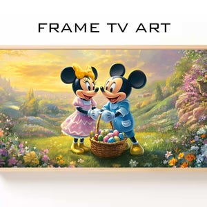 Mickey & Minnie Mouse Easter Frame TV Art – Digital Easter Decor for Samsung Frame TV, 16:9 Spring Artwork, Disney Themed Wall Art