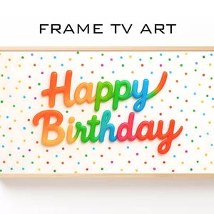 Rainbow Happy Birthday Frame TV Art: Kids Party Decor (Digital Download 4K JPEG)