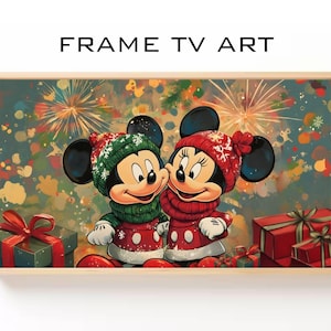 Mickey und Minnie Weihnachtsbild TV-Kunst, Festliches Feuerwerk (Digitaler Download)