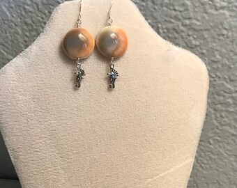 shell earrings / seahorse and shell earrings / beach earrings