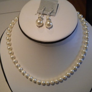Bridesmaid set, Bridal jewelry, Swarovski pearl necklace earring set, Bridal necklace set, wedding necklace and earrings, PS001