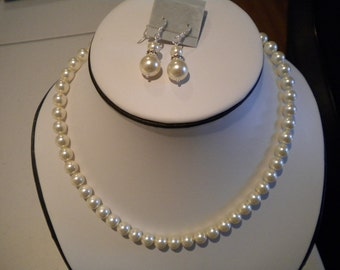 Bridesmaid set, Bridal jewelry, Swarovski pearl necklace earring set, Bridal necklace set, wedding necklace and earrings, PS001
