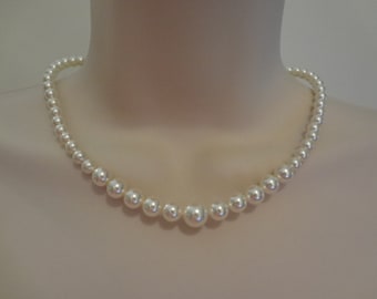 Pearl necklace, Swarovski graduated pearl, Wedding Jewelry Bridal necklace, wedding jewelry, bridesmaid necklace, PN045