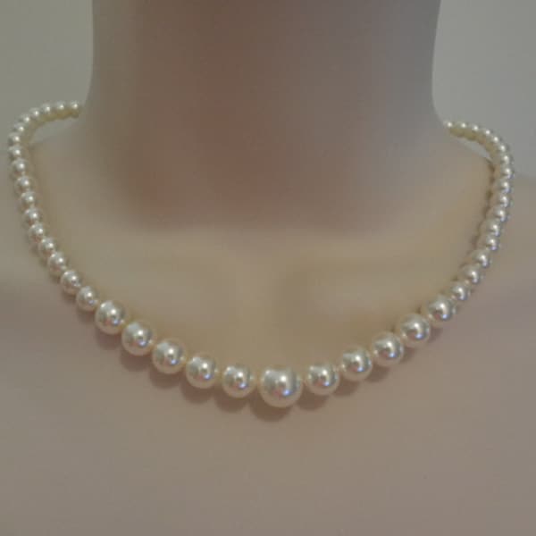 Pearl necklace, Swarovski graduated pearl, Wedding Jewelry Bridal necklace, wedding jewelry, bridesmaid necklace, PN045