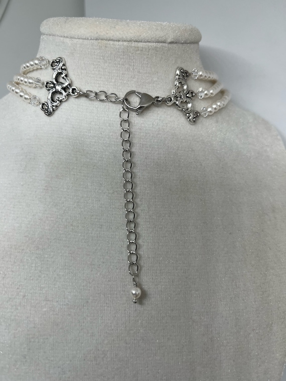 3 Strand Pearl Necklace, Crown Pearl Necklace, Queens Pearls