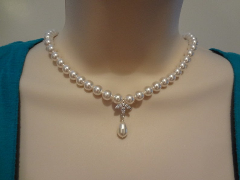 Pearl Wedding Necklace Pearl Drop Necklace Pearl Bridal - Etsy