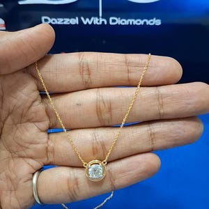 14Kt Gold Diamond Solitaire Necklace: 2 ct Lab Grown Diamond Pendant