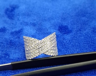 Anillo cruzado de diamantes de 1,65 quilates, anillo de oro blanco de 14 quilates con diseño en X, anillo cruzado llamativo, regalo de aniversario para ella.