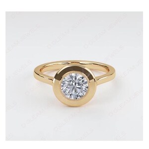 14K Yellow Gold Solitaire Diamond Ring: 2 Carat Lab Grown Diamond Engagement