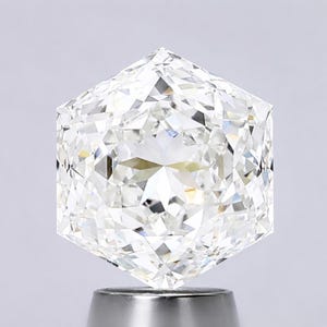 Hexagonal 5.28CT F VVS2 IGI Certified Lab Grown Diamond | Elongated Hexagon Step Cut | Unique Geometric Diamond for Custom Jewelry